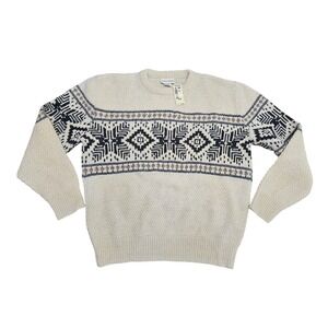 Vintage Potomac‎ Collection Nordic Fair Isle Sweater Cream Black Brown